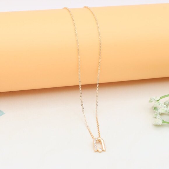 Elegant Rose Gold Necklace with Crystal Charm Chain, XPNL0410 - Picture 8 of 12